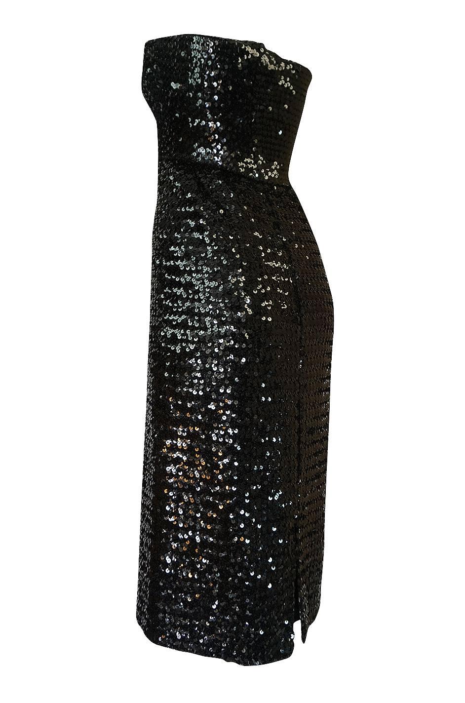 Black Strapless Sequin Dress